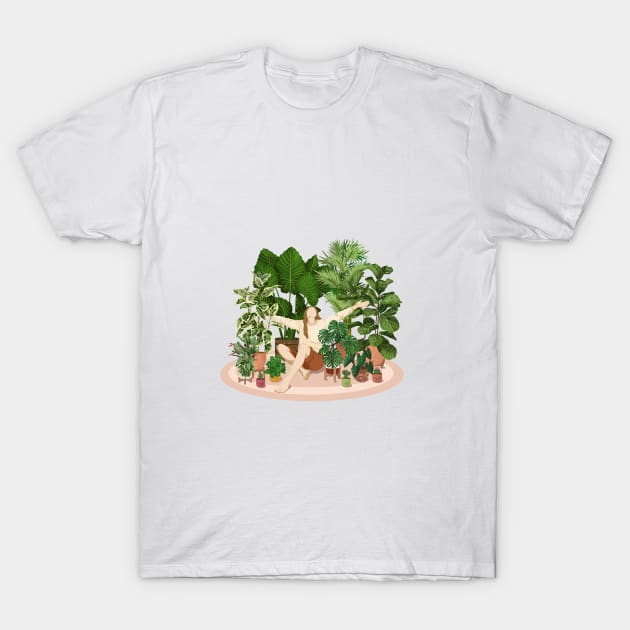 Never too many plants, plant lady illustration 2 T-Shirt by gusstvaraonica